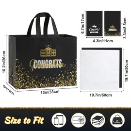 YANGTE 6 Pack 13" Large Graduation Gift Bags with Tissue Paper and Cards, Reusable Non-Woven Graduation Bags with Handle, Congrats Grad Gift Wrap Bags for High School, College