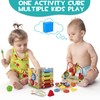 HELLOWOOD 8-in-1 Wooden Activity Cube for Kids, Sorting & Stacking
