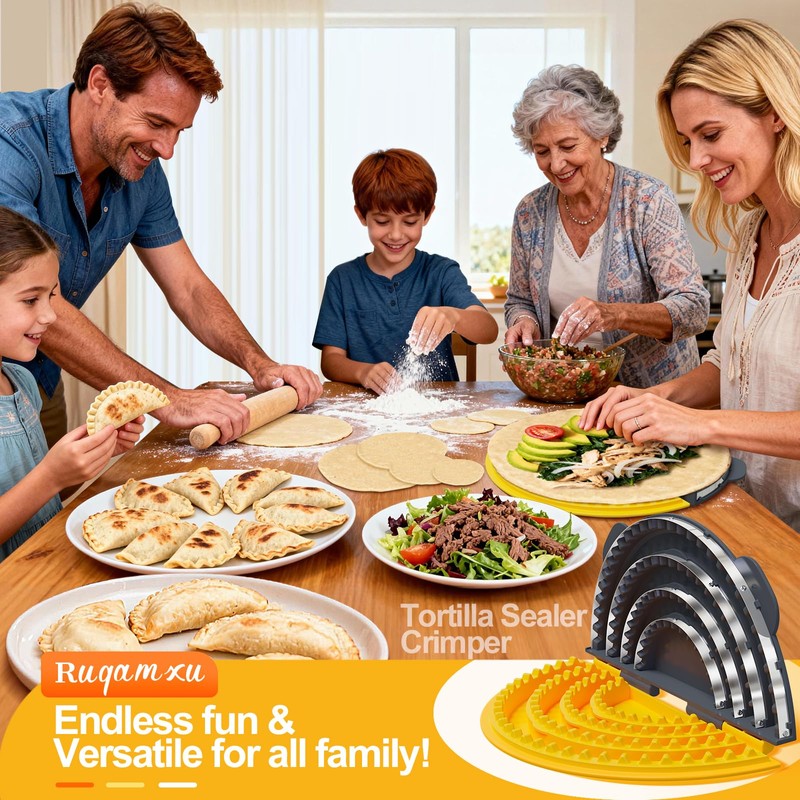 Updated 4-in-1 Tortilla Sealer Crimper, Adjustable 4"+6"+8"+10" Tortilla Crimper Quesadilla