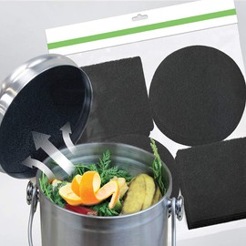 Compost Container Filter, 6-Piece Activated Carbon Filter Set, Kitchen Activated Carbon Filter, for Organic Waste Bins and Composter Buckets (Square)