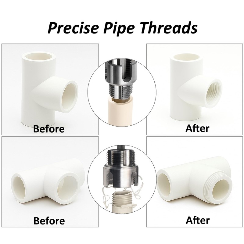 Saipe 2pcs Pipe Threading Tool with Extension, Integrated Internal &