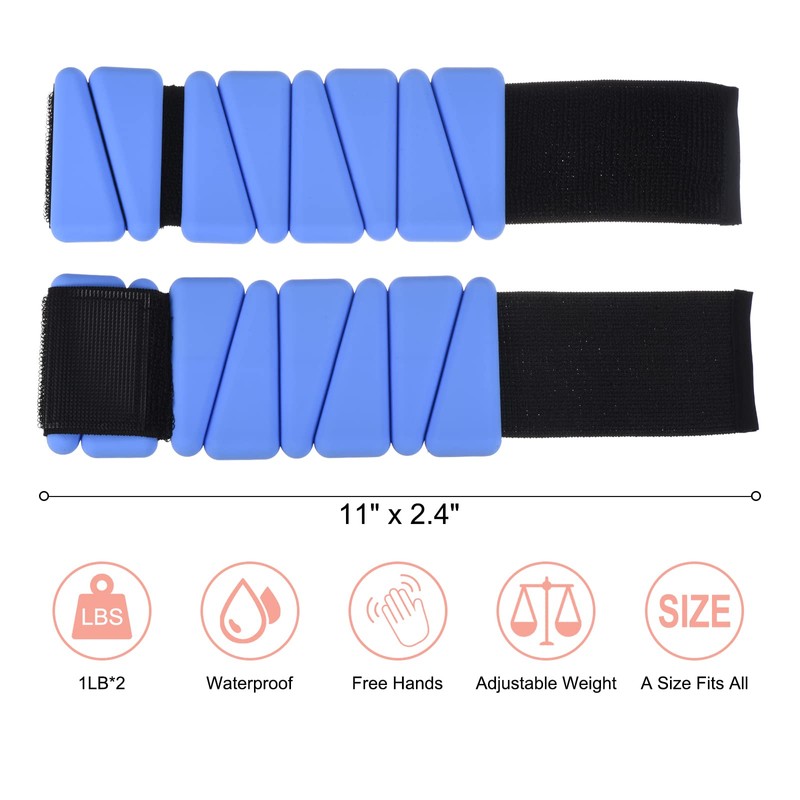 PATIKIL Adjustable Wrist Ankle Weights, 2lbs Total (1lb Each) Workout