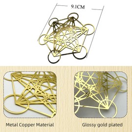 METAL ARTEM Metatron's Cube Copper Plate – 4 Inch Gold-Plated Sacred Geometry Ornament, Ideal for DIY Projects and Spiritual Energy Decor