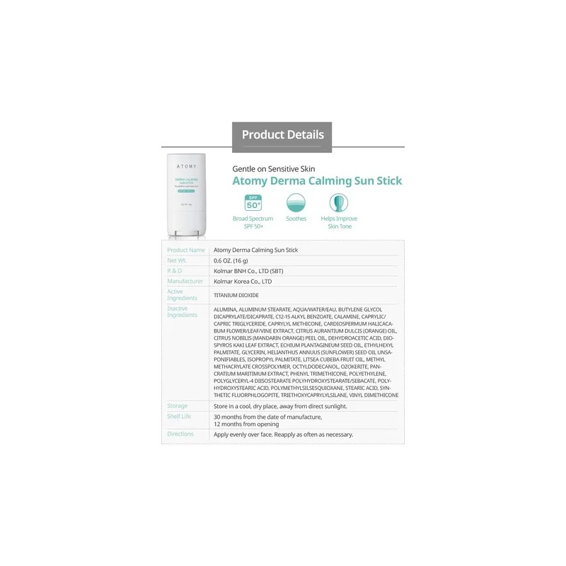 Atomy Derma Calming Protector Solar Barra Invisible F50