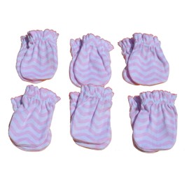 6 Pairs Cotton Newborn Baby/infant Anti-scratch Mittens Gloves - Pink Wave