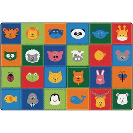 Carpets for Kids 1254 KIDSoft Animal Patchwork Decorative Classroom Rug 6ft x 4ft Rectangle Multi Color