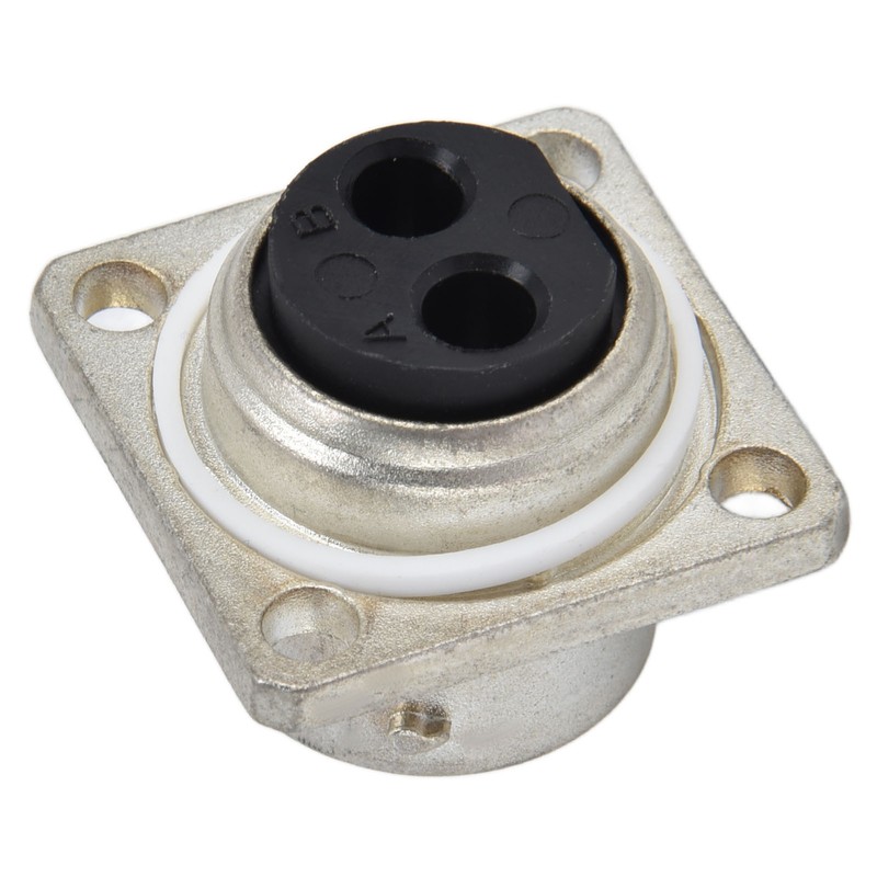 2 Pin Socket Square Flange Screw Mounting Power Connector Electric