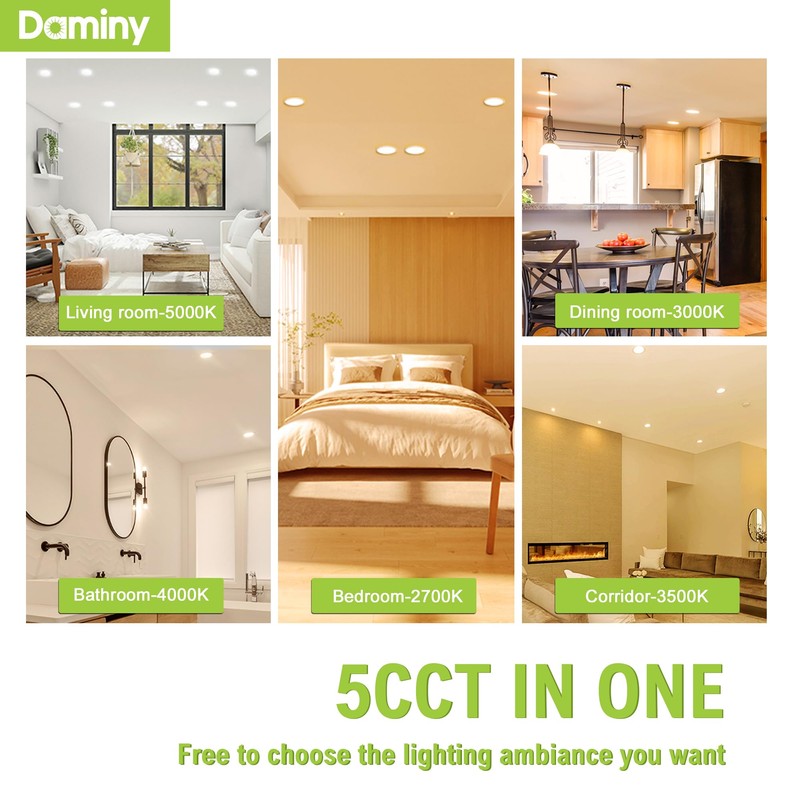 DAMINY 12 Pack 4 Inch 5CCT LED Recessed Light with