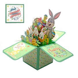 LIAMERHE 3D Box Easter Cards Pop Up Greeting Cards Happy Easter Greeting Cards Easter Greeting Cards with Envelope Easter Bunny Easter Egg for Family, Colleagues, Friends, Children, Loveroves, Parents