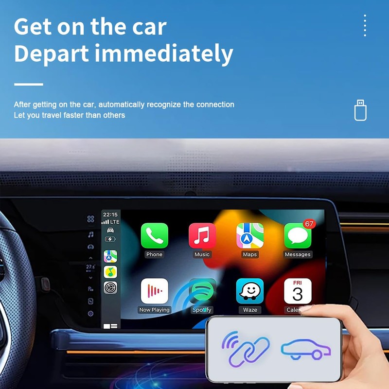 Wireless CarPlay & Android Auto Adapter, Plug & Play 2-in-1