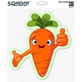 Squiddy Happy Carrot Healthy Eating Vegetable - Vinyl Sticker for Car, Laptop, Notebook (5" Tall)