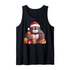 Gorilla Wearing Santa Hat Christmas Stuffed Funny Animal Tank Top