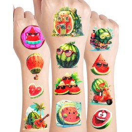 Cute Watermelon Temporary Tattoos Stickers,20 Sheets 156 Pieces Fruit Themed Tattoos Stickers Party Decoration Supplies Party favors for Kids Adults