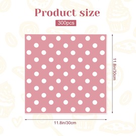 300Pcs Wax Paper Sheets, White Dot in Pink Baby Shower Wrapping Paper, Sandwich Wrap Paper, Bakery Tissue Disposable Deli Food Basket Liners Food Wrapping Paper for Burger Birthday Party Picnic