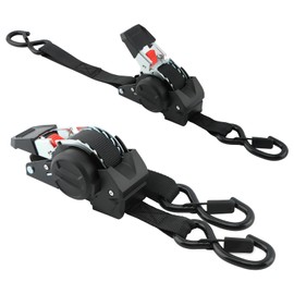 2 Pack Retractable Ratchet Straps 1 Inch x 10ft Bolt-on Tie Down Straps to Trailer - 1760lbs Break Strength, Heavy Duty Trailer Strap for Trunk, Cargo, Boat, Jet Ski, Motorcycles, ATV