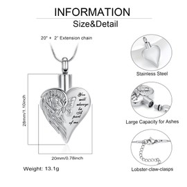 Imrsanl Cremation Jewelry for Ashes Butterfly Heart Urn Necklaces for Women Keepsake Memorial Necklace Pendent for Human Ashes (Silver)