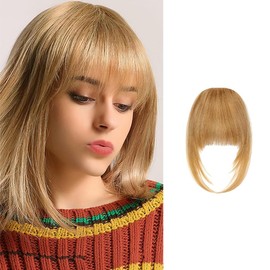Clip-In Fringe Hairpiece, One Piece Hairpieces, Hair Extensions, Clip in Bangs with Temples, Thick Fake Fringe Bangs for Women, Pony Extension for Women
