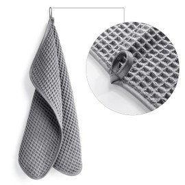 Polyte - Microfibre Wash Cloth - Lint Free - Waffle Texture - Grey - 33 x 33 cm - Pack of 4