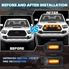 Teguangmei 6PCS Front Grill Lights Compatible with Toyota Tacoma TRD Off Road & Sport OEM Grill 2020 2021 2022 2023, LED Grille Light Bar with 6-in-1 Wire Harness & Two Fuse Adaptor (Amber)