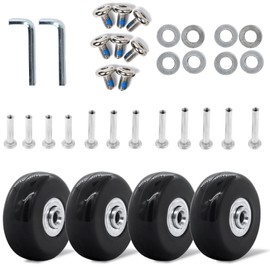 Rikopin Caster Suitcase, Carrying Case, Carry Bag, Tire Replacement, Repair, Replacement for DIY, Quiet Series, Diameter 2.4 inches (60 mm) x Width 0.7 inches (18 mm) - 4 Wheel Set