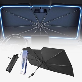 ZDLYH Car Windshield Sun Shade Umbrella,Nano Ice Crystal Cooling, UV Ray Reflector,Protect Interior & Keep Cool,Convenient Storage,Fit for Most Sedan/Business/Compact/Hatchbak car(Medium (55 * 32in)