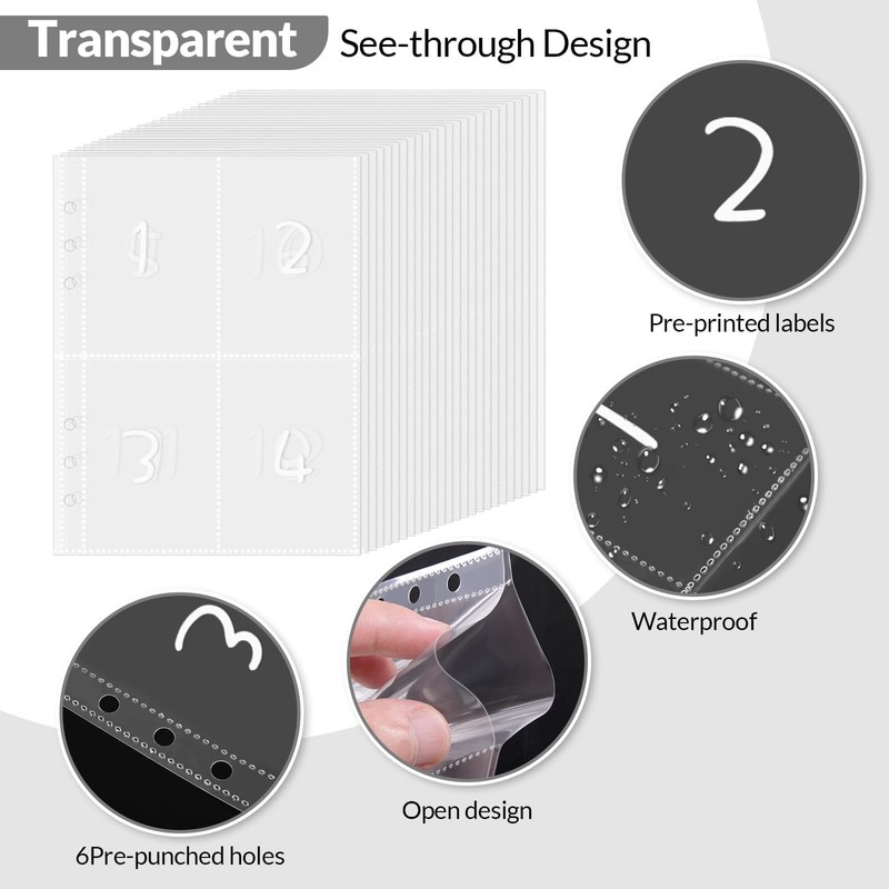 SKYDUE 100 Envelopes Money Savin Challenge Binder, A5 Money Saving