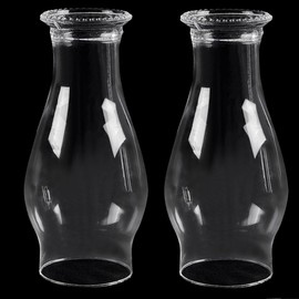 Oil Lamp Chimney Replacement,3 Inch x 8 Inch Kerosene Lamp Globe,Clear Glass Oil Lamps Globe, Crimped Top Hurricane Lamp Shade Cover,Glass Chimney For Oil Lamps(2 Pack)