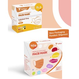 TeNice Masks Disposable 100 Pack, Colorful Face Mask for Adults, Individually Wrapped 4 Ply Extra Protection, ASTM Level 3 Medical Grade HSA FSA Eligible, Pastel Dreams 10 Colors