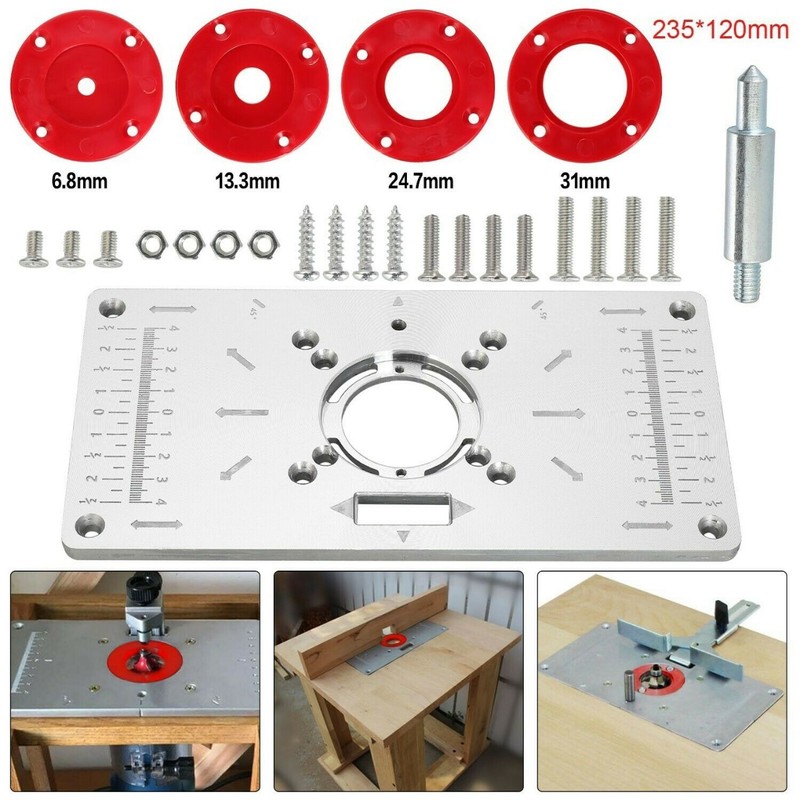 Router Table Insert Plate Metal Router Template with 4PCS Rings