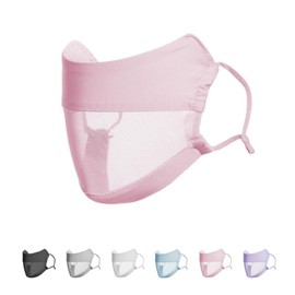 iSEN LABEL Mesh Mask, Cloth Mask, UV Protection, Comfortable, Breathable, Smooth, Easy to Breathe Washable, Reusable, Spring and Summer, Anti-Fog Glasses, Training, Running, Yoga, Unisex (Mask, Pink)