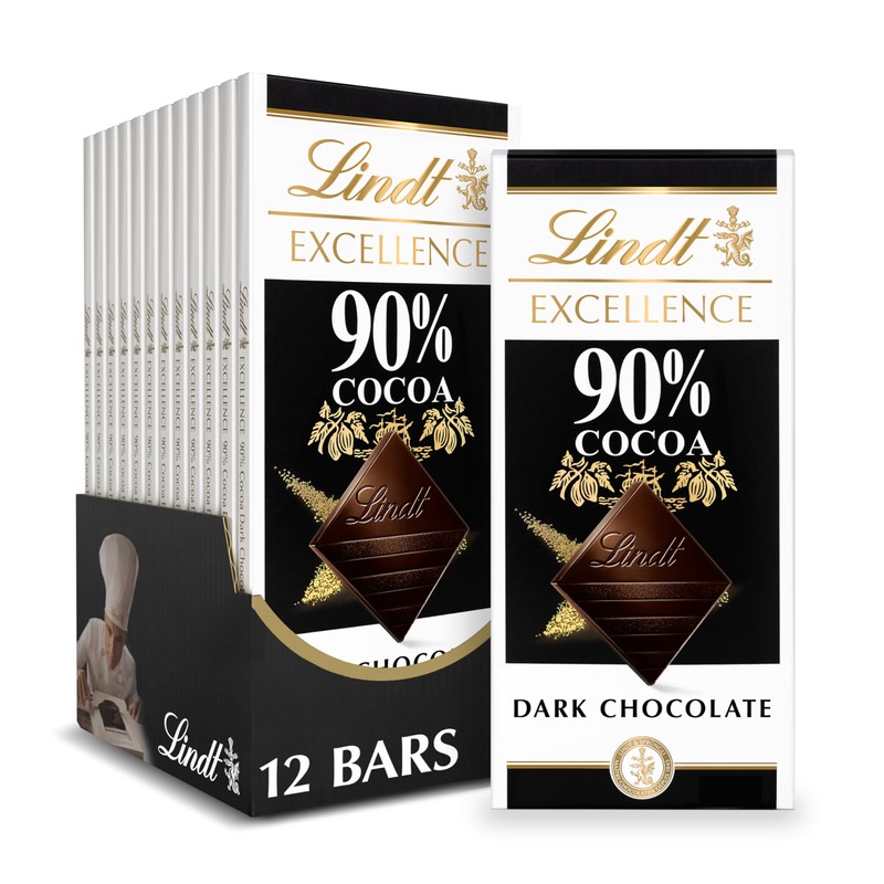 Lindt EXCELLENCE 90% Cocoa Dark Chocolate Bar, Dark Chocolate Candy,