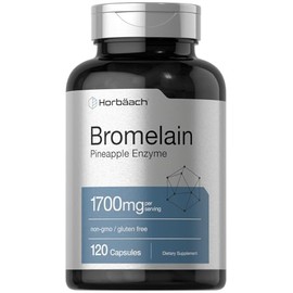 Horbäach - Bromelina 1700 mg - 120 cápsulas - Apoya la salud digestiva - Suplemento de enzima de piña - Sin OMG, sin gluten