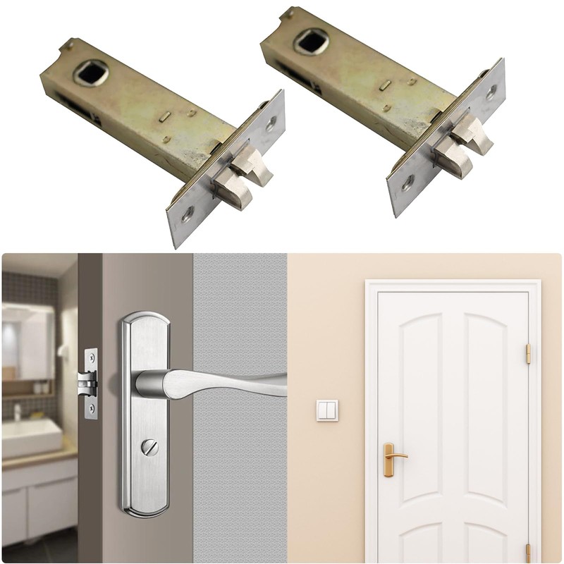 TOP-VIGOR 2 Pack 70mm Mortice Latch with Door Stopper, Mute