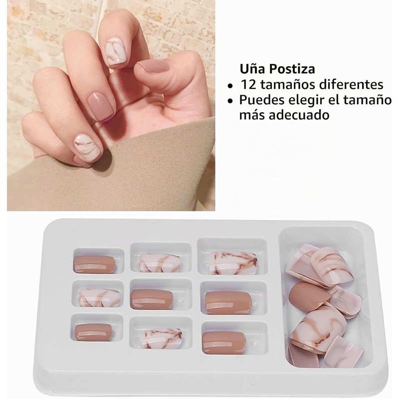 P146: 24 Piezas de Uñas Postizas, Cubierta Completa, Pegamento en