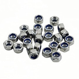 M8 x 1.25mm Nylon Insert Hex Lock Nuts, 304 Stainless Steel Locknuts,Silver Tone，25Pcs