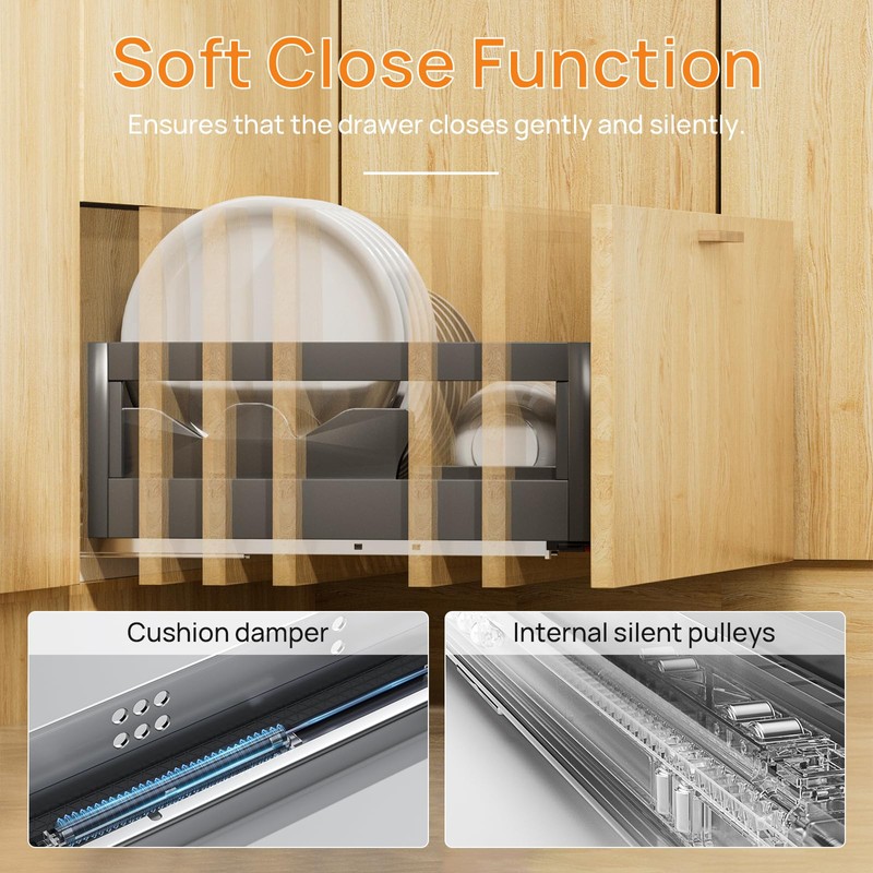 PHWALK 20 Inch Soft Close Undermount (Bottom Mount) Drawer Slides,