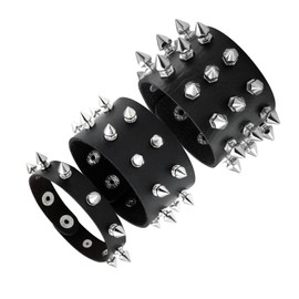 MILAKOO Rivets Leather Bracelets Punk Goth Style Biker Vintage Retro Bracelet Rivet Bracelet for Men Women, Faux Leather, No gemstone