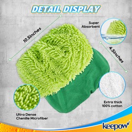 KEEPOW Reusable Microfiber Mop Pads Compatible with Swiffer Sweeper, 4 Pack Dry Sweeping Cloths & Wet Mopping Cloths, Washable Wet Pads Refill for Mopping Floors