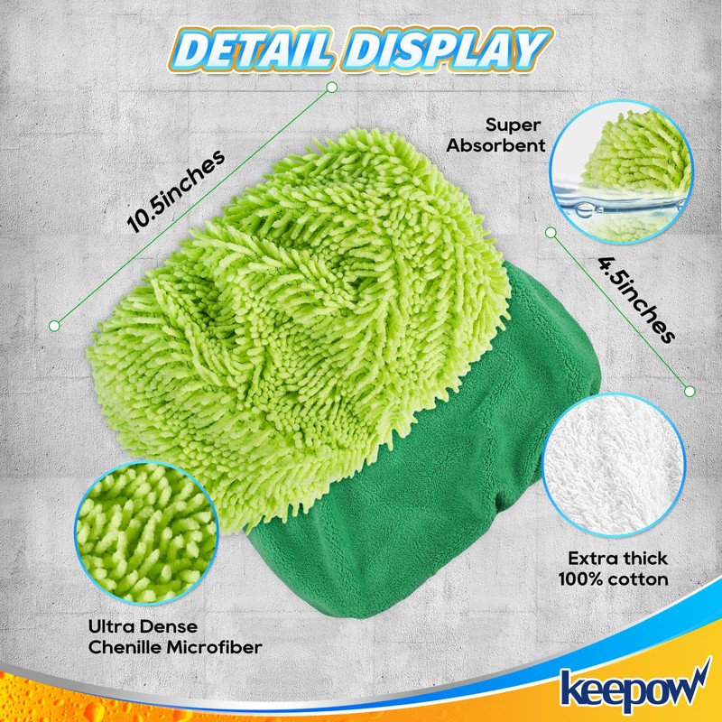KEEPOW Reusable Microfiber Mop Pads Compatible with Swiffer Sweeper, 4