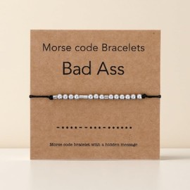 Morse Code Bracelets, Valentines Day Gifts for Her, Funny Birthday Gifts, Best Friend Friendship Gifts for Women, Inspirational Jewelry for Women (BAD A SS)