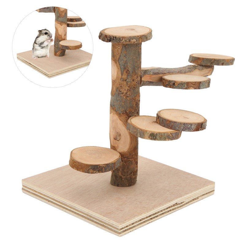 Wooden Hamster Platform Toy Hamster Playground Stand Rotating Ladder for