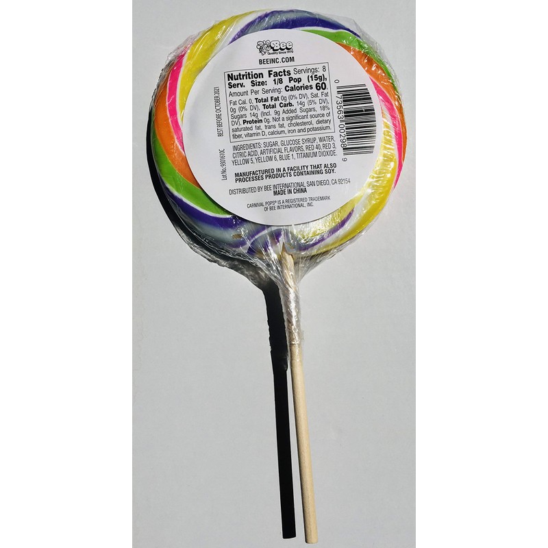 Giant Sour Apple Carnival Swirl Lollipops 4.25 oz. (120g) (Pack