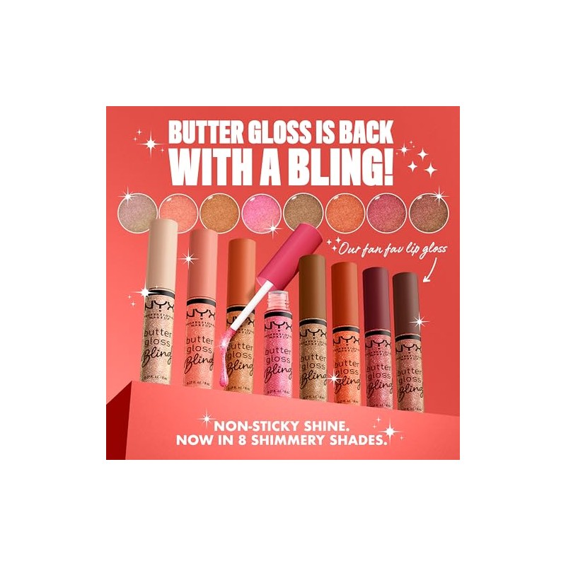 NYX PROFESSIONAL MAKEUP Butter Gloss Bling Lip Gloss, Non Sticky