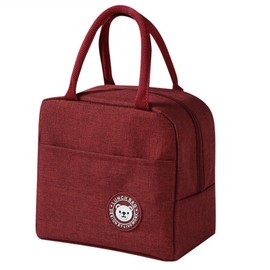 Lunch Bag Waterproof Insulated Lunch Tote Reusable Cooler Lunch Box Retain Freshness Large Capacity Meal Container with Side Pocket & Round Handle Easy to Carry for School Work Picnics Travel (Red)