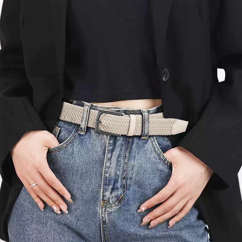 LAKIDAY Braided Fabric Belt Elastic Stretch Belt for Men and
