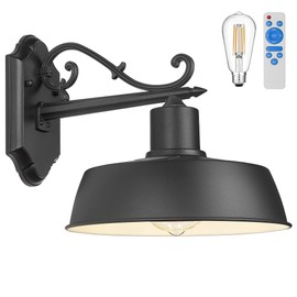 Solar Powered Barn Lights Outdoor, Dusk to Dawn 12.4" Outdoor Wall Light for Porch, Garage, Patio