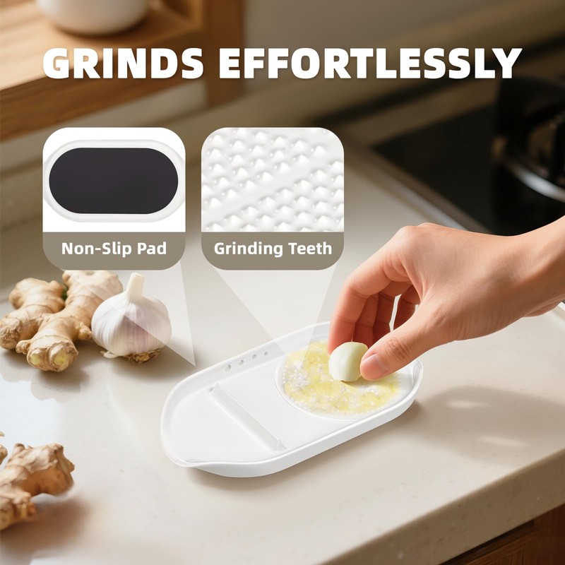 Luvan Garlic Grater Plate, 4 in 1 Ceramic Egg Cracker,
