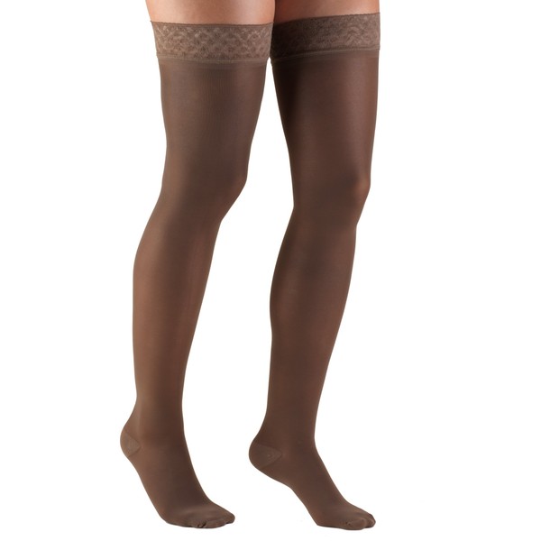 Truform Sheer Compression Stockings, 30-40 mmHg, Women's Thigh High Length, 30 Denier, Taupe, Medium