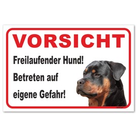 'Beware of the Dog Sign – Caution Rottweiler Freilaufender, 15x20cm
