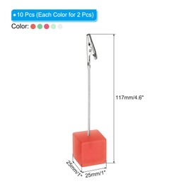 PATIKIL Cube Resin Card Picture Memo Holder, 10Pcs Desktop Picture Holders with Clip Table Number Holders Resin Base for Pictures Note Card Paper, Lake Green Orange Pink Sky Blue Clear